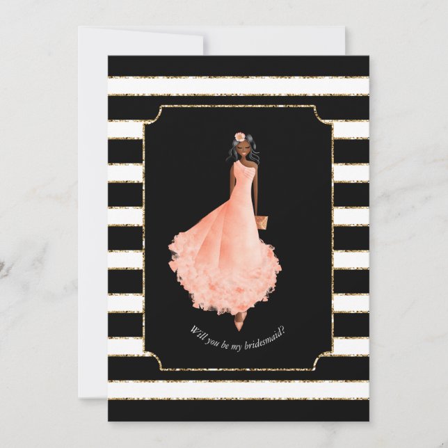 Convites Você será minha dama de Bridesmaid, Peach Dress St (Frente)