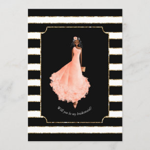 Convites Você será minha dama de Bridesmaid, Peach Dress St
