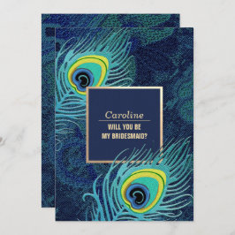 Convites Você será minha dama de Bridesmaid? Peacock Feathe