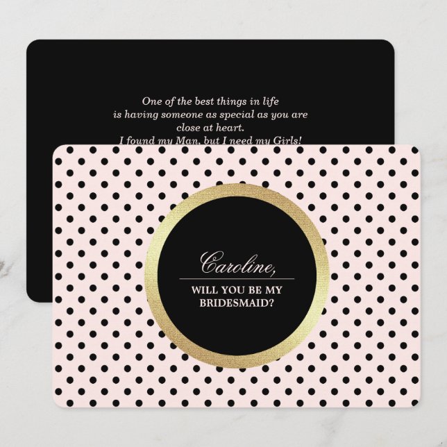 Convites Você será minha dama de Bridesmaid? Pontos pretos  (Frente/Verso)