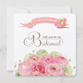 Convites Você será minha dama de Bridesmaid? Rosas romântic