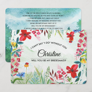 Convites Você será minha dama de Bridesmaid? Wildflower