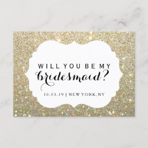 Convites Você será minha dama de cabelos - Dourado vestid