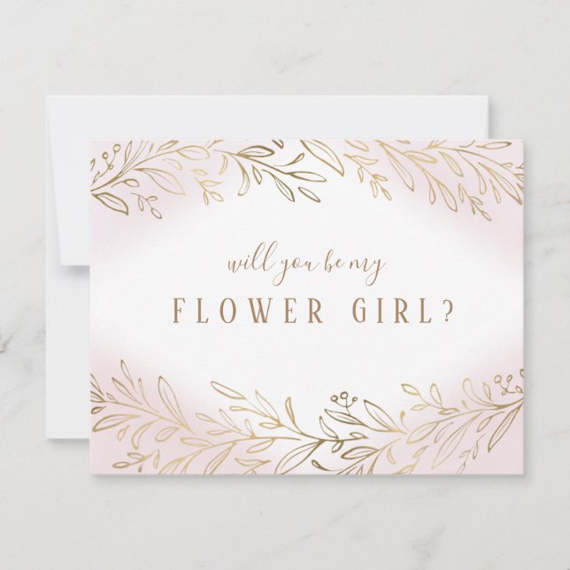 Convites Você será minha dama de flores Bege dourado botâni (Frente)