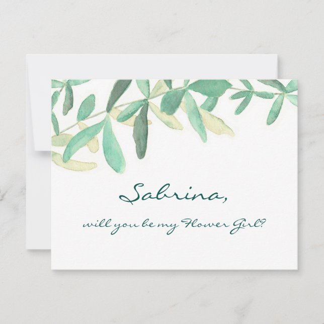 Convites Você Será Minha Dama de Flores Botânica Moderna (Frente)