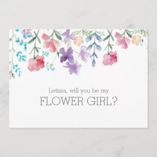 Convites Você Será Minha Dama de Flores Floral Colorido