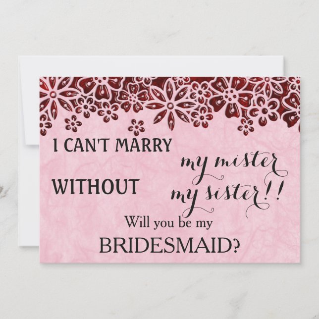 Convites Você será minha dama de honra? (Frente)