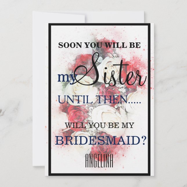 Convites Você será minha dama de honra? (Frente)