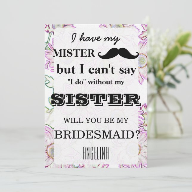 Convites Você será minha dama de honra? (Em pé/Frente)