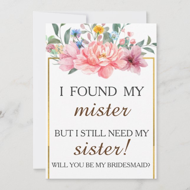 Convites Você será minha dama de honra? (Frente)