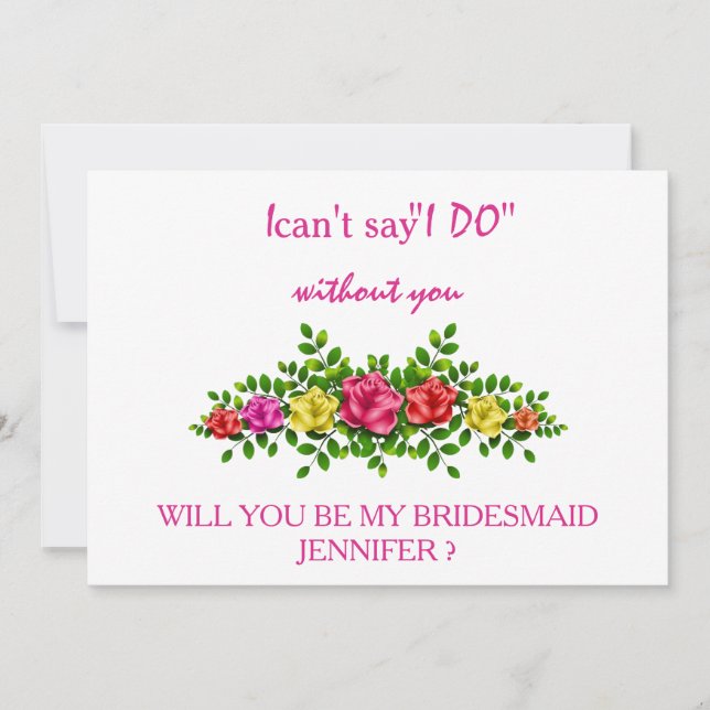 Convites Você será minha dama de honra? (Frente)