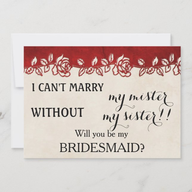 Convites Você será minha dama de honra? (Frente)