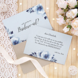 Convites Você será minha dama de honra Blue Anemones Flower