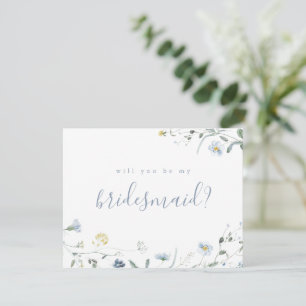 Convites Você será minha dama de honra Blue Wildflower Boho