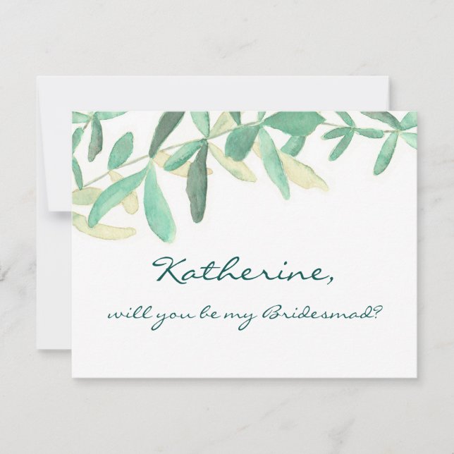 Convites Você Será minha Dama de Honra Botânica Moderna (Frente)