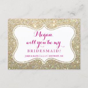 Convites Você será minha dama de honra - brilhada