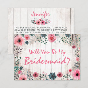 Convites Você será minha dama de honra? Casamento floral