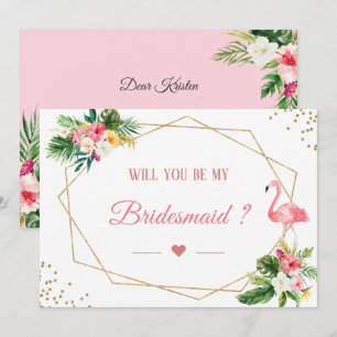 Convites Você Será Minha Dama de Honra Floral Tropical Flam