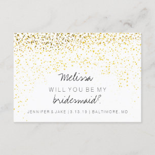 Convites Você será minha dama de honra - ouro fabuloso do