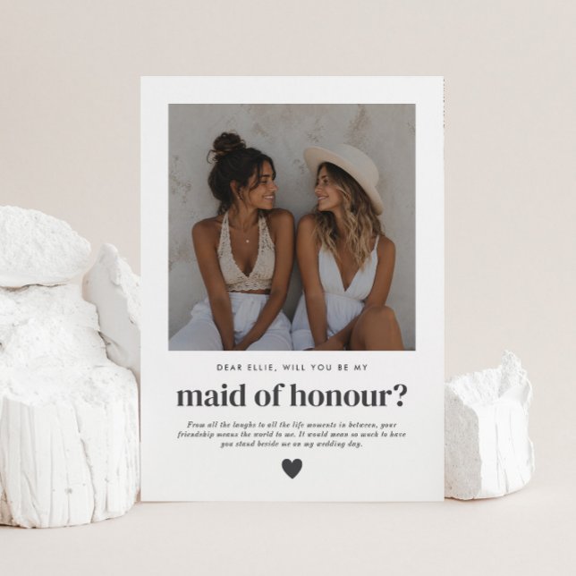 Convites Você Será Minha Dama de Honra Proposta de Foto (Zazzle Will You Be My Maid of Honour Photo Proposal Invitation )