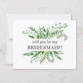 Convites Você será minha dama de honra. Verde aquarela