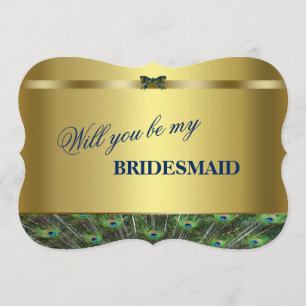 Convites Você Será Minha Donzela? Peacock Ouro Personaliz