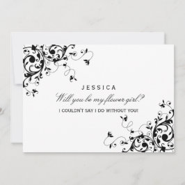 Convites Você Será Minha Flor? Rochas Pretas e Brancas