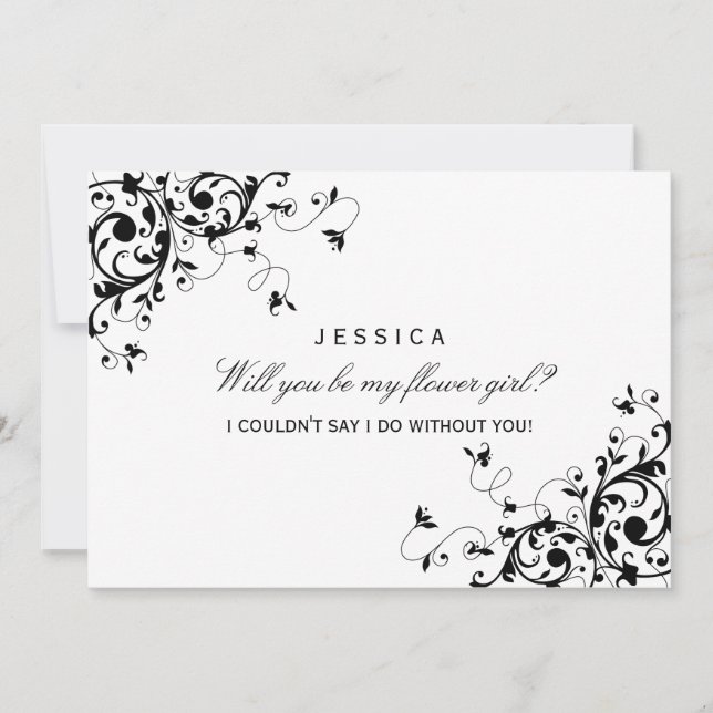 Convites Você Será Minha Flor? Rochas Pretas e Brancas (Frente)