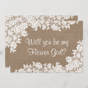 Convites Você Será Minha Flor? Rustic Burlap & Lace