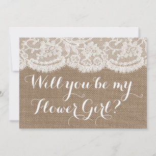 Convites Você Será Minha Flor? Rustic Burlap & Lace