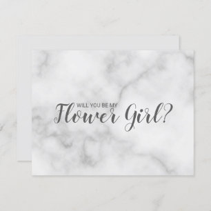 Convites Você Será Minha Flor? Script Marble Elegante