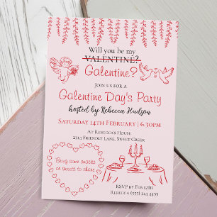 Convites Você Será Minha Galentine? Festa do Dia das Galent