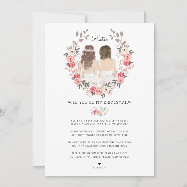 Convites Você será minha Madrinha de casamento de Bridesmai (Frente)