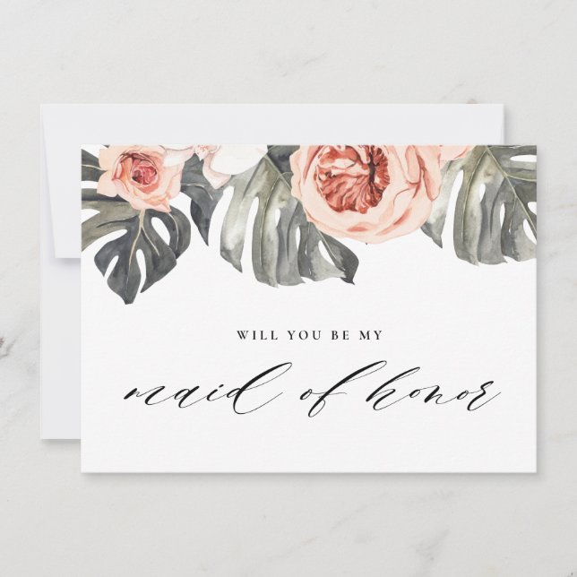 Convites Você Será Minha Madrinha de casamento De Trópicos  (Frente)