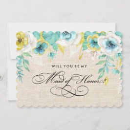Convites Você será minha Madrinha de casamento? Floral de A