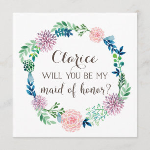 Convites Você será minha madrinha de casamento, flores, a