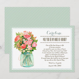 Convites Você será minha Madrinha de casamento? Mason Jar F