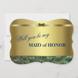 Convites Você Será Minha Madrinha de casamento? Peacock Dou