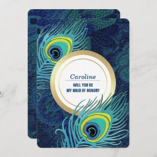 Convites Você será minha Madrinha de casamento? Peacock Fea