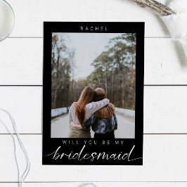 Convites Você será minha madrinha de foto minimalista negra