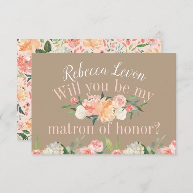 Convites Você será minha Matriz de Honra Primavera Blush Fl (Frente/Verso)