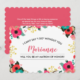 Convites Você será minha Matron de Honra? Modern Floral
