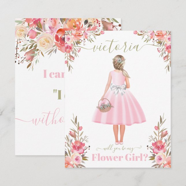 Convites Você será minha menina das flores (Frente/Verso)