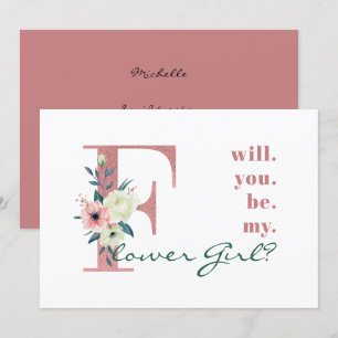 Convites Você será minha Menina das Flores Carta Floral Ros