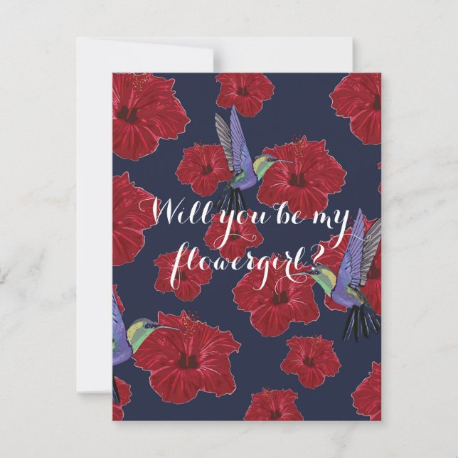 Convites Você será minha menina das flores Hummingbirds Hib (Frente)