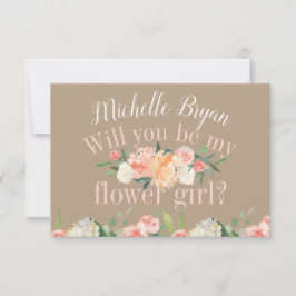 Convites Você será minha Menina das Flores Rosa Floral Prim