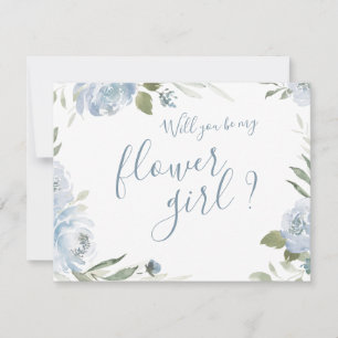 Convites Você será minha menina de flores dusty blue floral