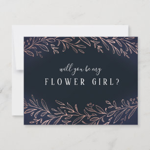 Convites Você será minha menina de flores rosa ouro botânic