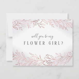 Convites Você será minha menina de flores Rose gold botânic