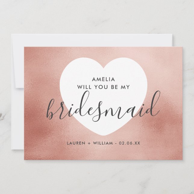 Convites Você Será Minha Placa De Bridesmaid - Rosa Dourado (Frente)